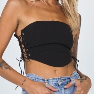 Princess polly black lace up strapless top!